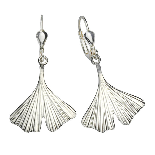 Ohrhänger aus 925/- Sterling Silber, Ginkgo mit 3,7cm Länge