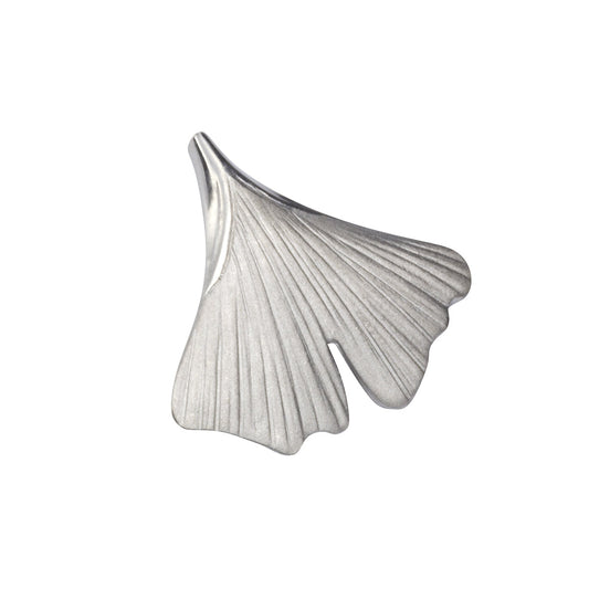 Anhänger Ginkgo aus 925/- Sterling Silber rhodiniert mit 2,6cm Länge und mattierte Oberfläche