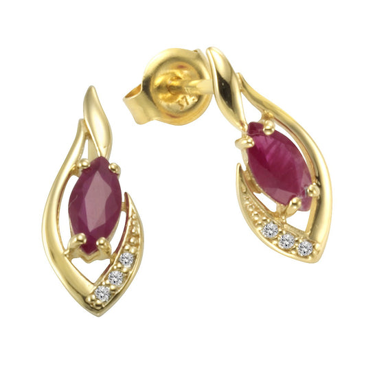 Schmuck Ohrstecker Damen 375er Gold mit Rubin Weißtopas 1,4cm, 1 Paar günstig kaufen