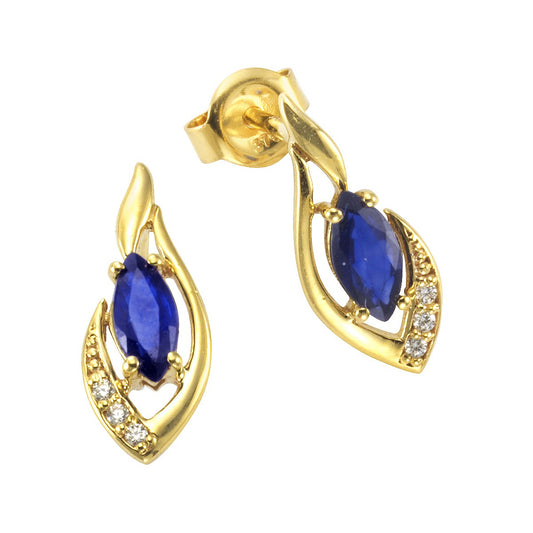 Schmuck Ohrstecker Damen 375er Gelbgold mit Saphir Weißtopas 1,4cm, 1 Paar günstig kaufen