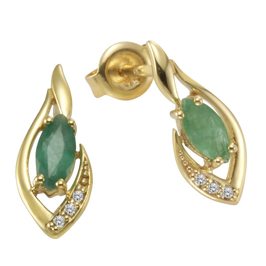 Schmuck Ohrstecker Damen 375er Gold mit Smaragd Weißtopas 1,4cm, 1 Paar günstig kaufen