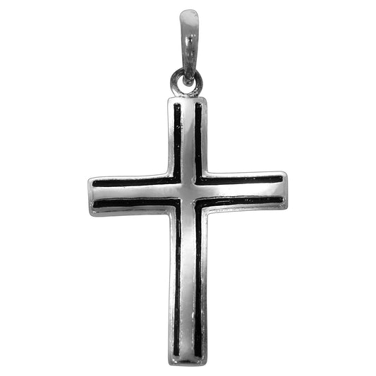 Anhänger Silber 925 rhodiniert Motiv Kreuz mit schwarzer Lackbeschichtung und 3,3cm Länge