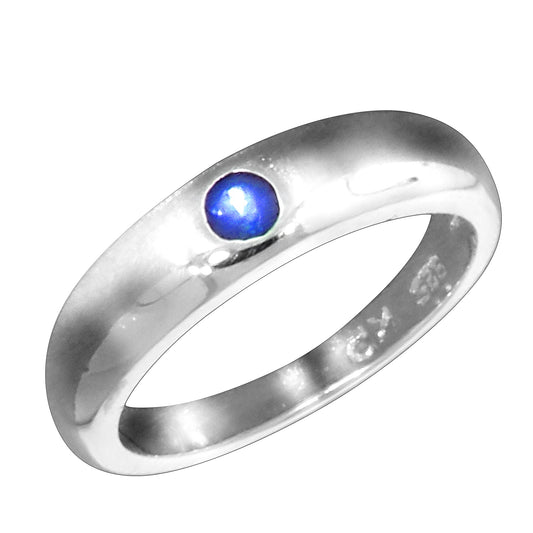 Taufring mit Safir aus 925 Sterling Silber rhodiniert