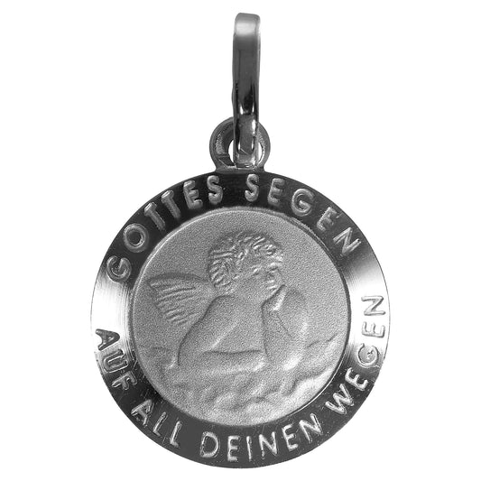 Anhänger 925 Silber rhodiniert mit Engel und Inschrift "Gottes Segen auf all Deinen Wegen"