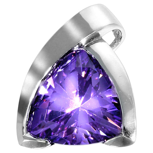 Anhänger 925 Sterling Silber rhodiniert mit Zirkonia in lila und 1,6cm Länge