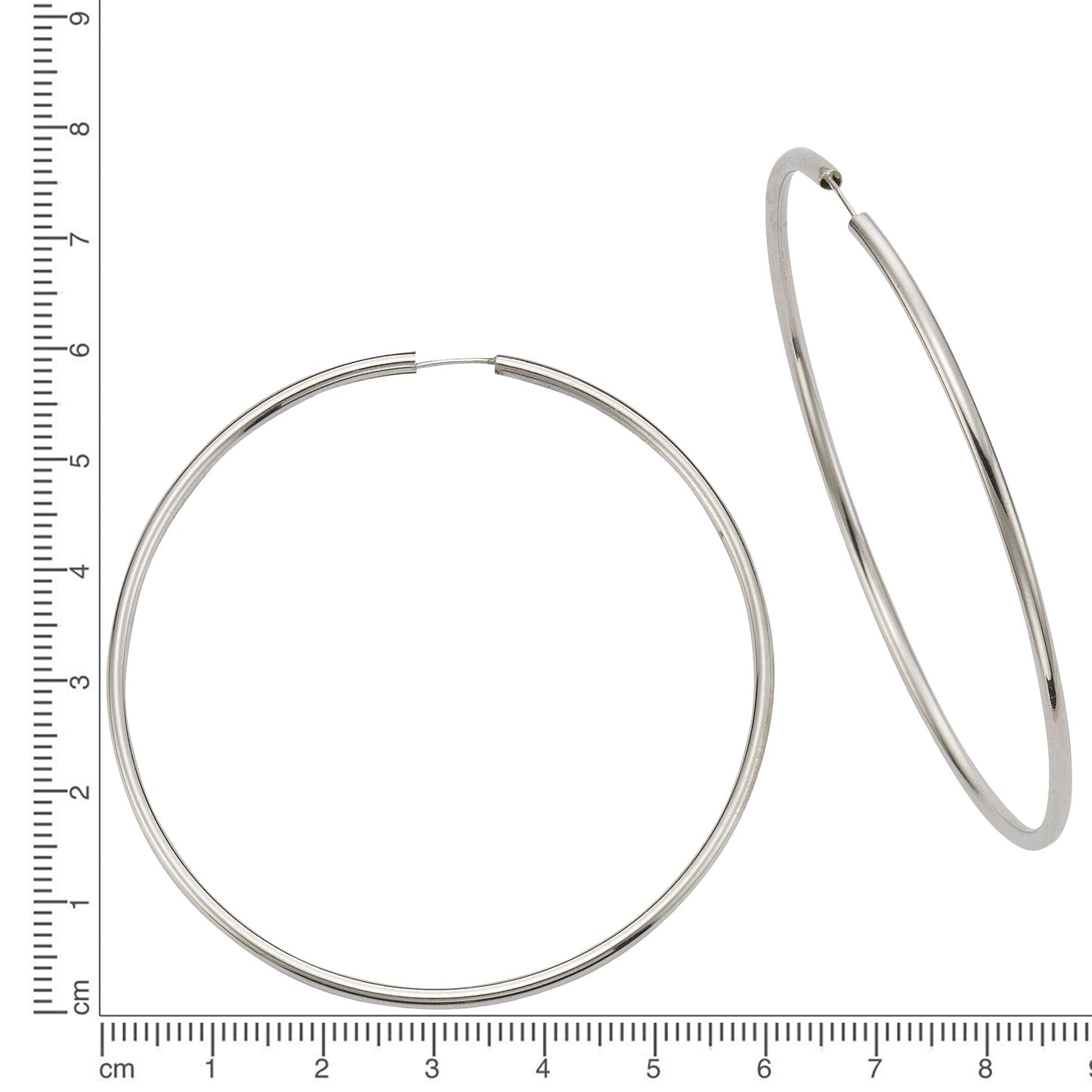 Creolen 925/- Sterling Silber rhodiniert 6,0cm ohne