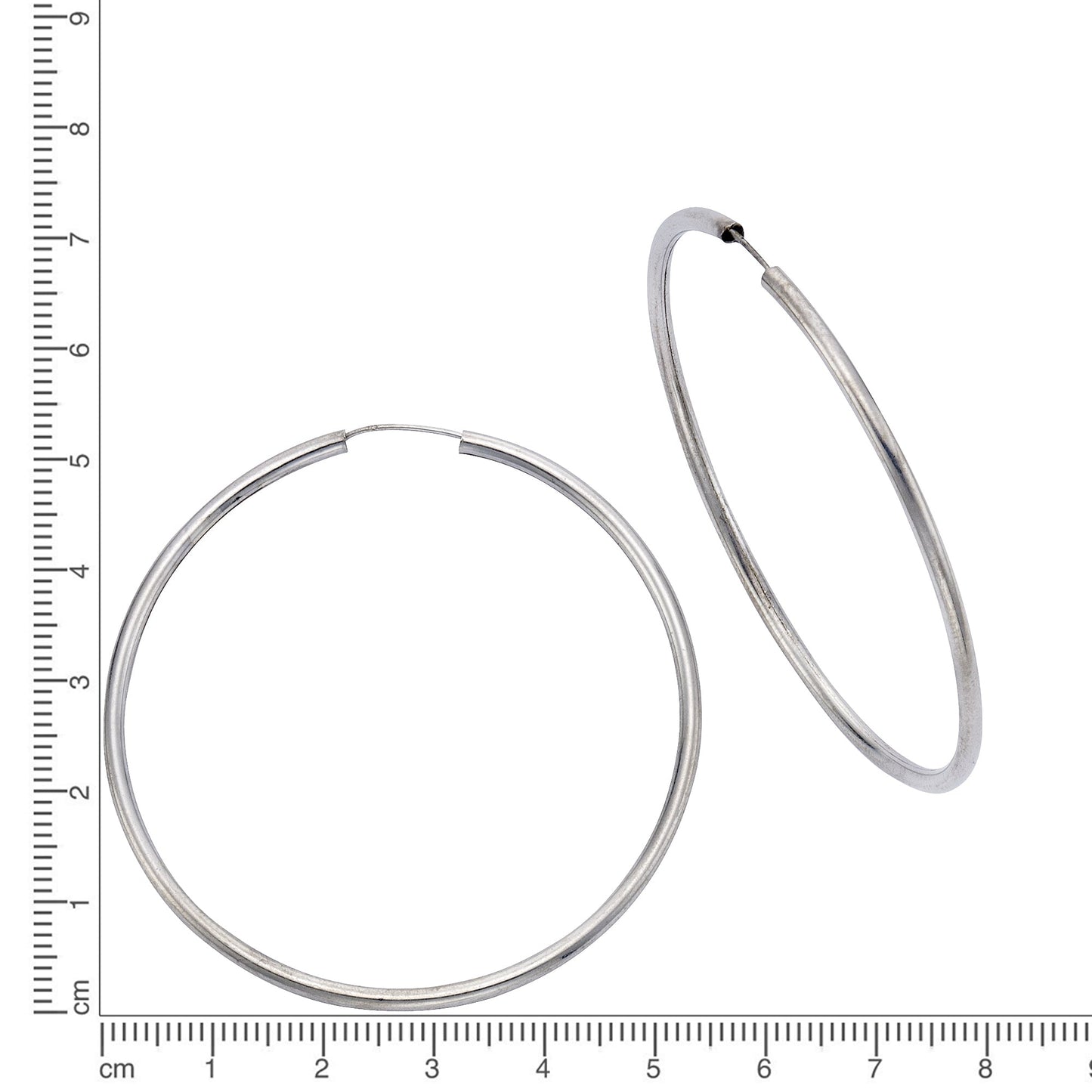 Creolen 925/- Sterling Silber rhodiniert 5,0cm ohne
