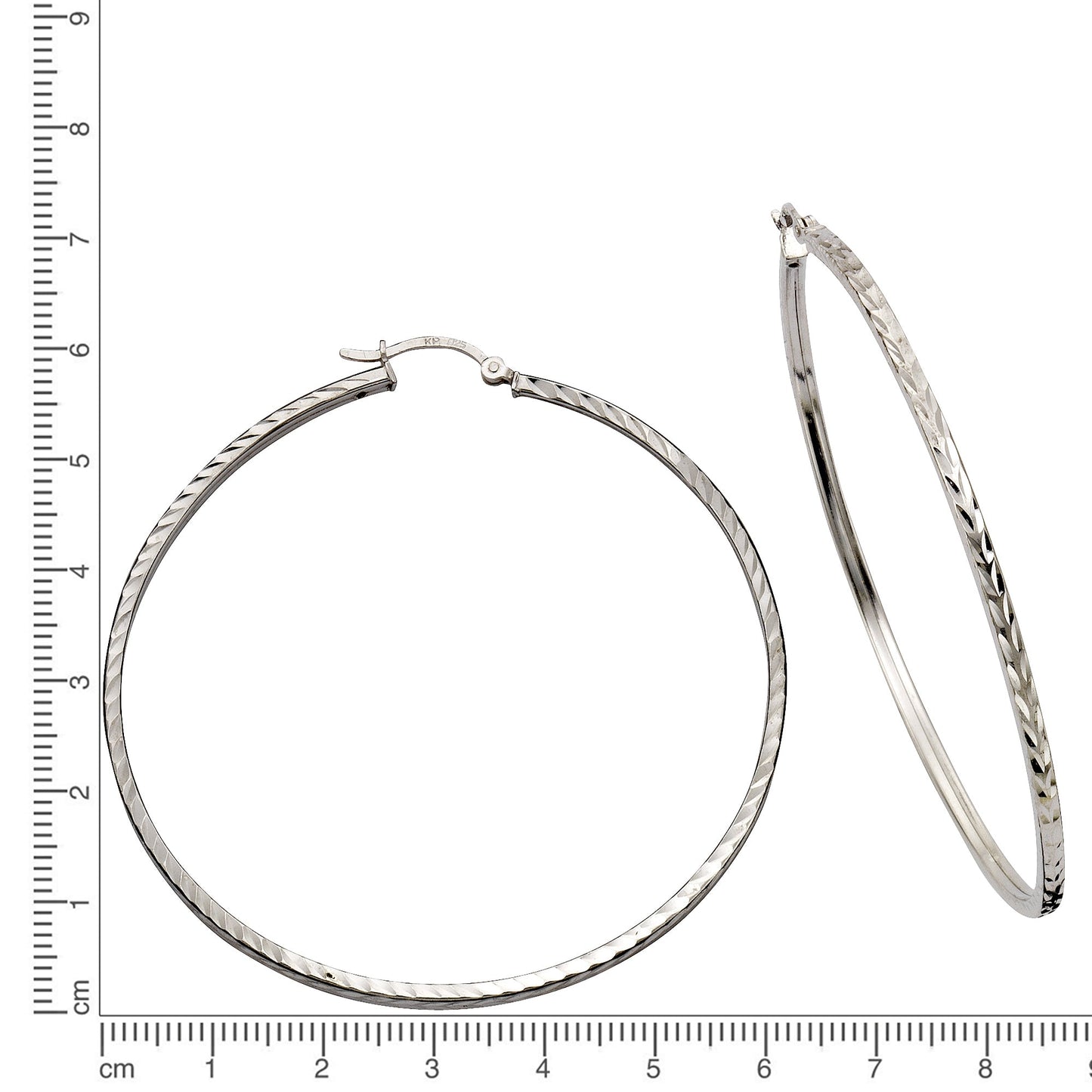 Creolen 925/- Sterling Silber rhodiniert 6,0cm ohne