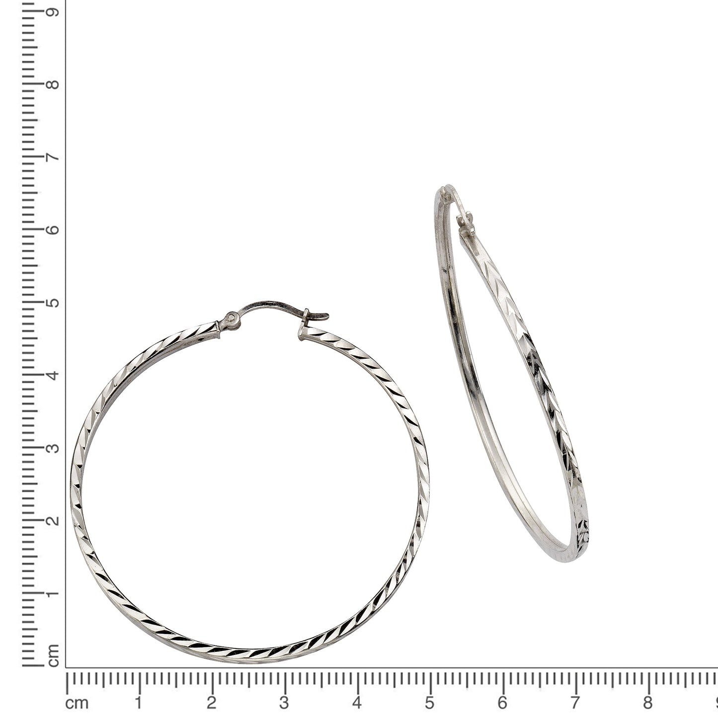 Creolen 925/- Sterling Silber rhodiniert 5,0cm ohne