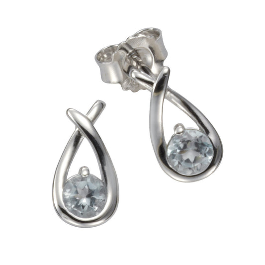 Damen-Ohrstecker 925/- Sterling Silber rhodiniert mit 2 Blautopas