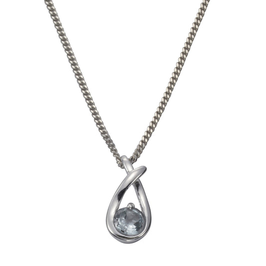Anhänger mit Kette 925/- Sterling Silber rhodiniert Blautopas