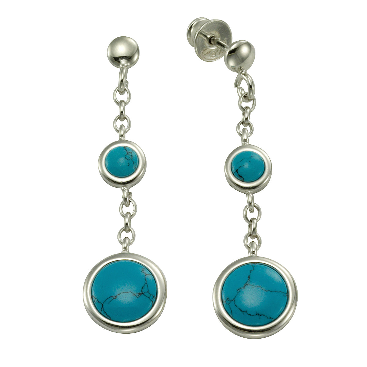 Ohrhänger 925/- Sterling Silber rhodiniert 3,9cm Türkis