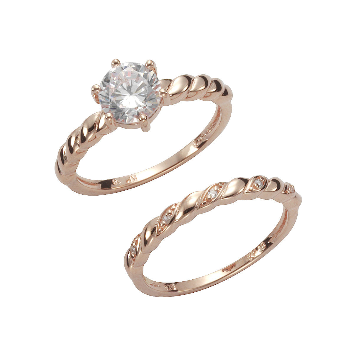 Ring Set 925/- Sterling Silber rotvergoldet Zirkonia