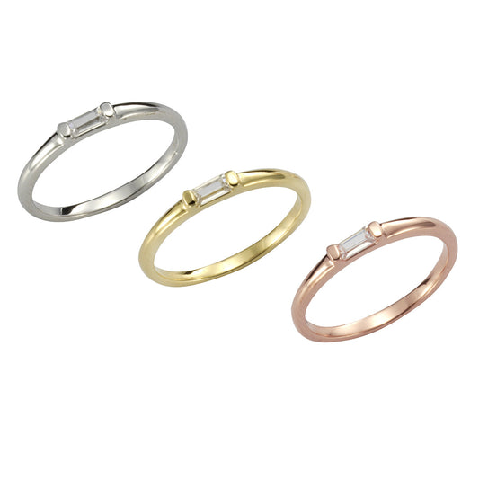 Ring Set Silber 925 dreiteilig rhodiniert, vergoldet und rosé vergoldet mit 57 weißen Zirkonia Steinen