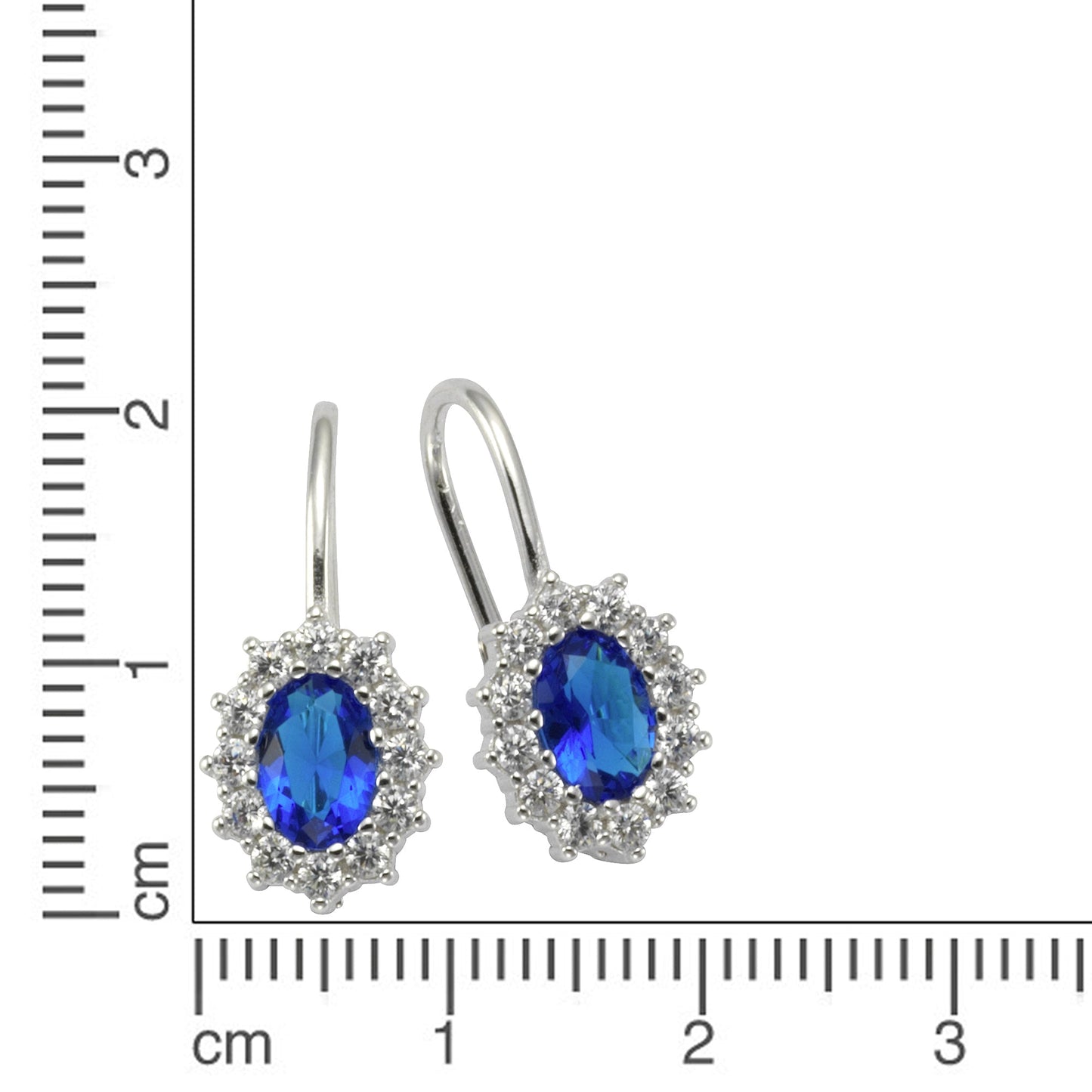 Ohrringe 925/- Sterling Silber rhodiniert 1,7cm Glasstein