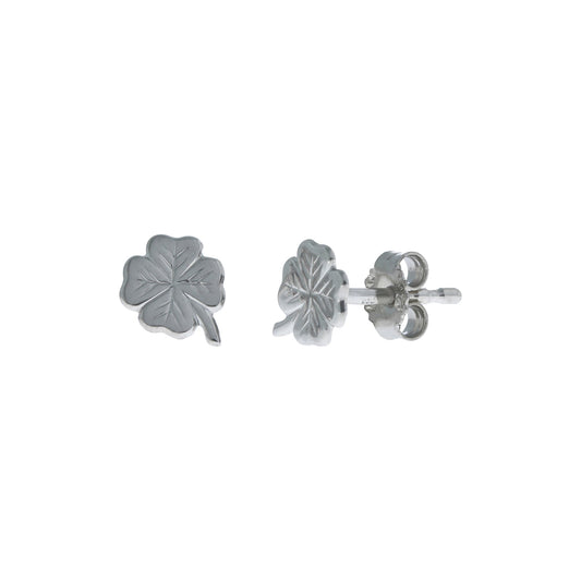 Ohrstecker in 925/- Sterling Silber rhodiniert in Kleeblattform mit 7mm Länge