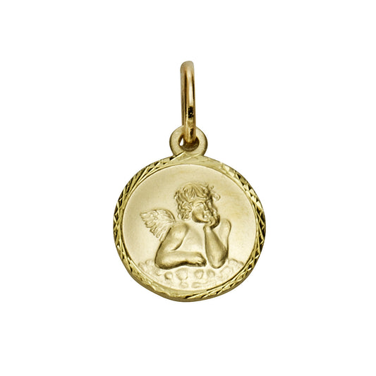 Anhänger aus 333/- Gelbgold Engel matt/glanz mit 1cm Durchmesser