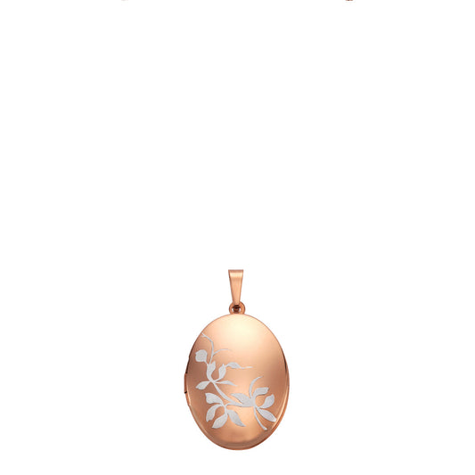 Medaillon Edelstahl PVD rosévergoldet oval glanz/matt
