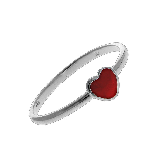 Ring aus 925/- Sterling Silber rhodiniert mit rotem Herz
