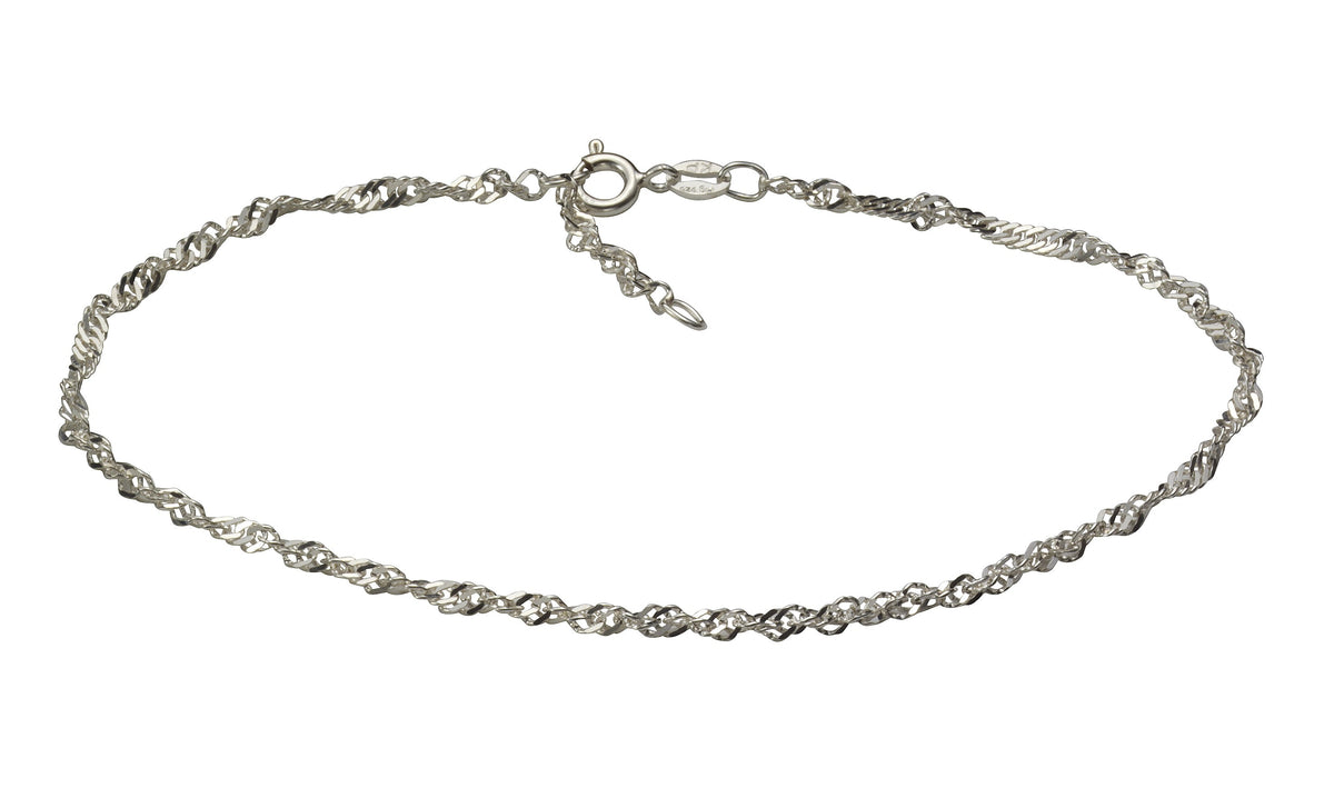 Fusskette Singapurkette 925 rhodiniert 24cm