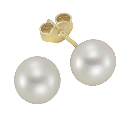 Ohrringe Gold 333 mit je einer Süßwasserzuchtperle mit 7-7,5mm Durchmesser