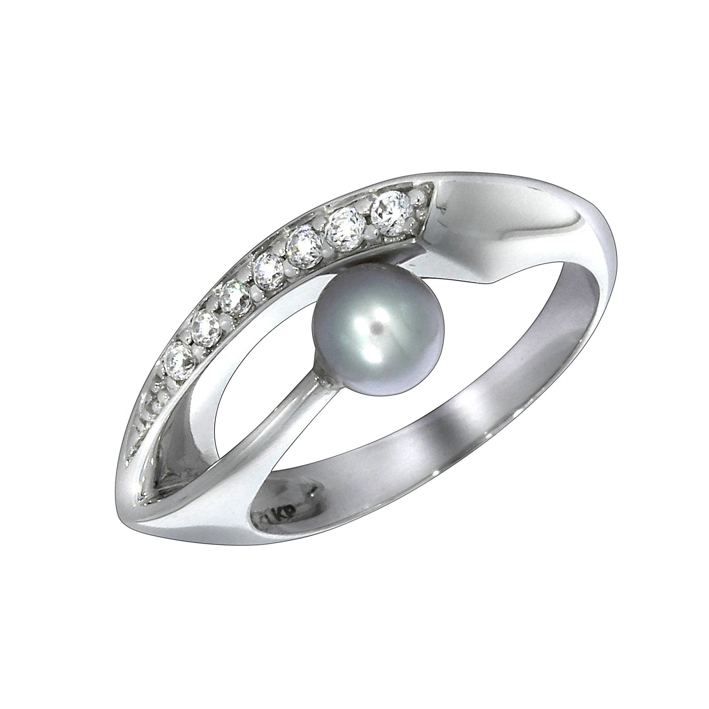 Ring 925/- Sterling Silber rhodiniert Süßwasserzuchtperle