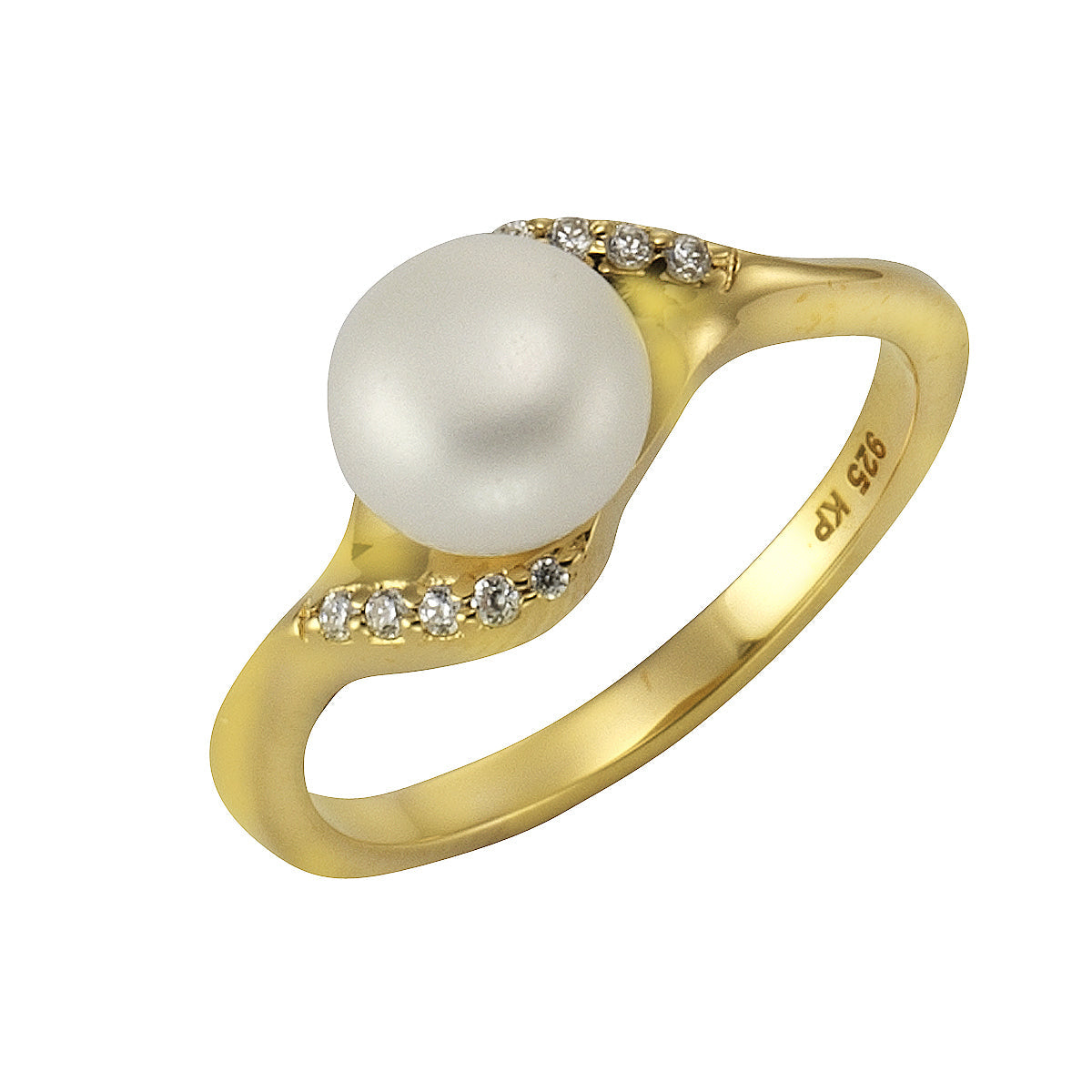 Ring 925/- Sterling Silber vergoldet Süßwasserzuchtperle
