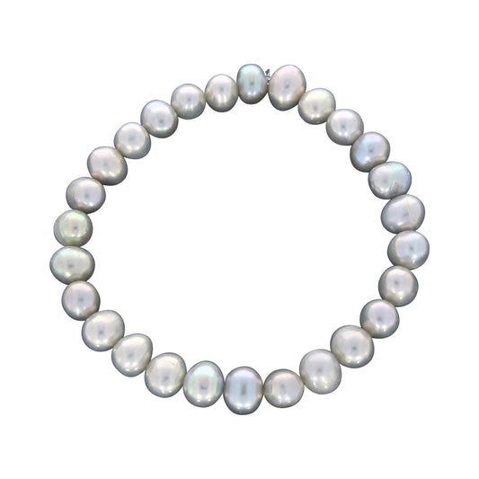 Stretch Armband Süßwasserzuchtperlen grau 6mm. Perlenarmband mit 18cm Länge.