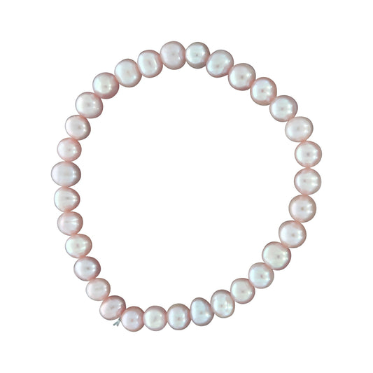 Stretch Armband Süßwasserzuchtperlen pink 6mm. Perlenarmband mit 18cm Länge.