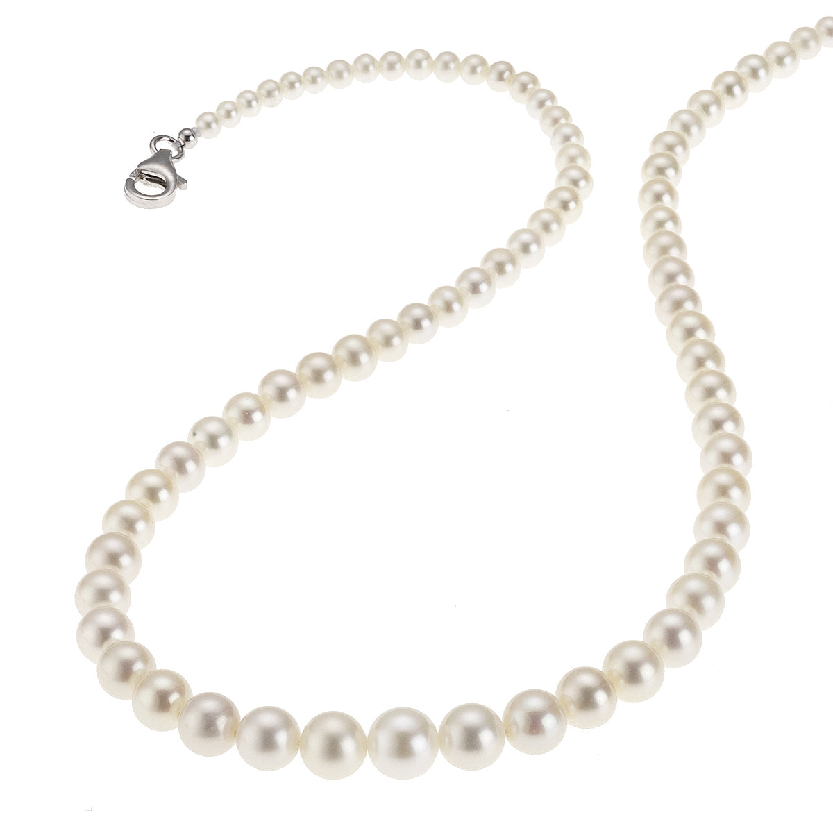 Perlen-Collier 925/- Sterling Silber rhodiniert 43cm
