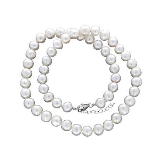 Zeeme Pearls - Halskette 925 Silber rhodiniert aus Süßwasserzuchtperlen mit 8mm Durchmesser