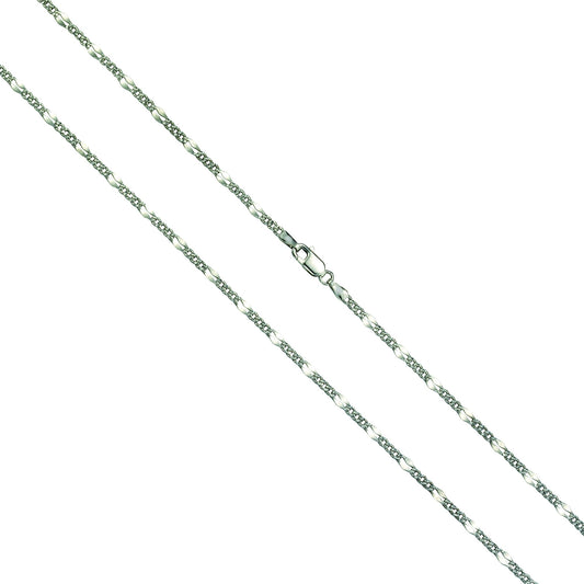 Armband 925/- Sterling Silber rhodiniert mit Navette-Ösen und Zwischen-Teile Panzer diamantiert - Länge 19cm