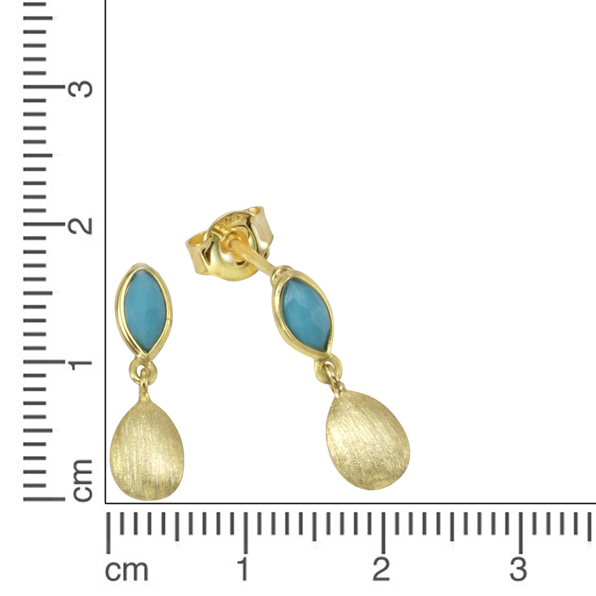 Set Anhänger, Kette + Ohrhänger keine / nicht relevant 925/- Sterling Silber vergoldet 45cm Türkis rek.