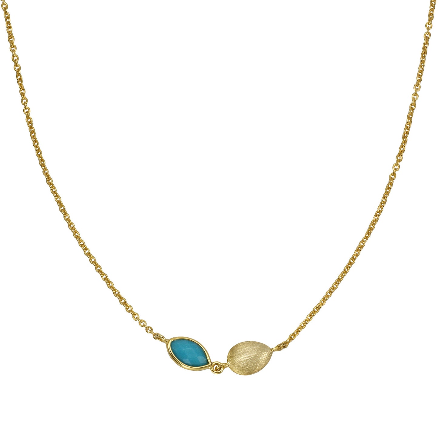 Set Anhänger, Kette + Ohrhänger keine / nicht relevant 925/- Sterling Silber vergoldet 45cm Türkis rek.