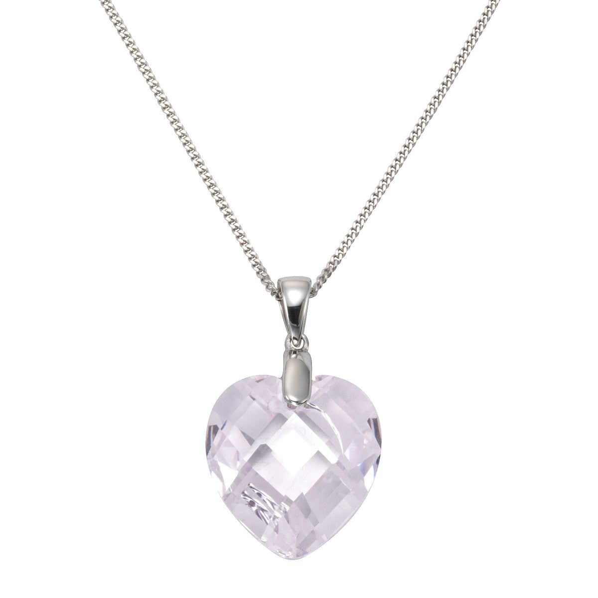 Anhänger mit Kette Panzerkette 925/- Sterling Silber rhodiniert 45cm Zirkonia