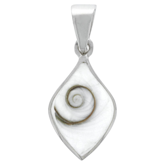 Anhänger 925 Silber mit weißer Muschel - Shiva Auge. Der Silberanhänger hat eine Länge von 2,65cm.