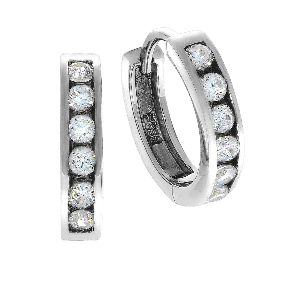 Creolen 925/- Sterling Silber rhodiniert 1,6cm Zirkonia
