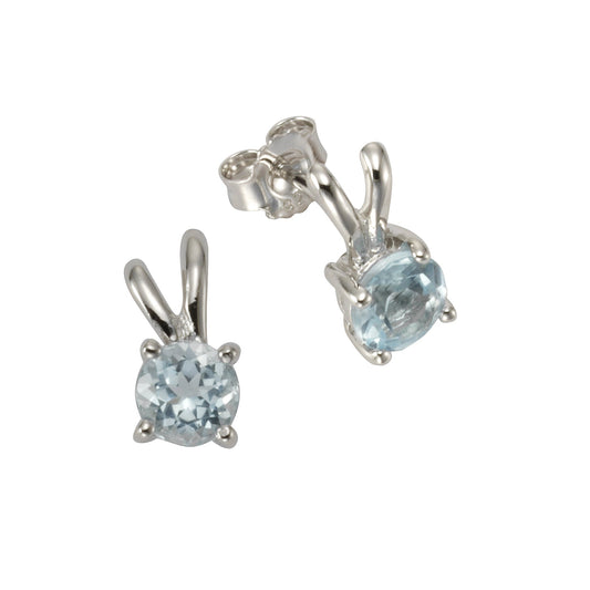 Zeeme Gemstones - Damen-Ohrstecker aus 925 Sterling Silber rhodiniert mit 2x Blautopas (beh.) 6mm