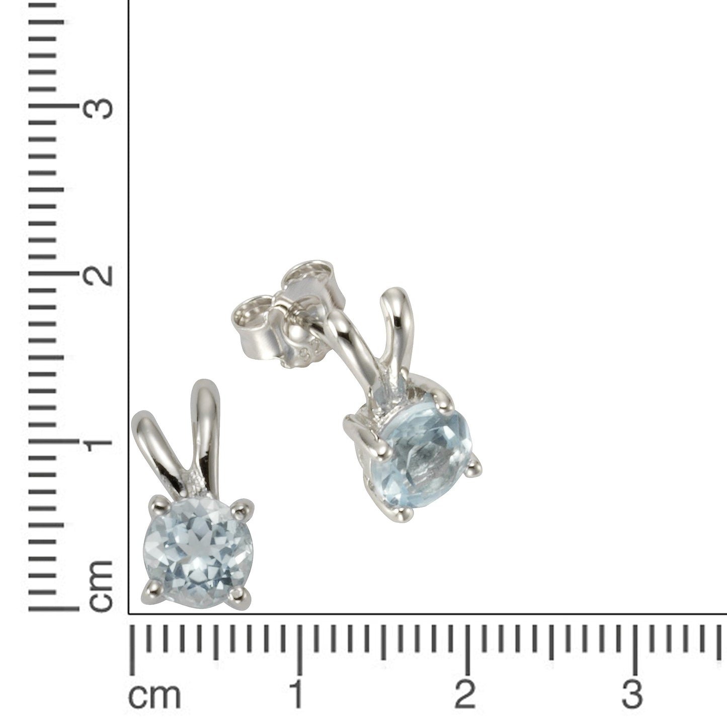 Ohrringe 925/- Sterling Silber rhodiniert 1,25cm Blautopas beh.