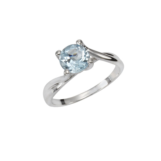Zeeme Gemstones - Damen-Ring aus 925 Sterling Silber rhodiniert mit Blautopas (beh.) 7mm