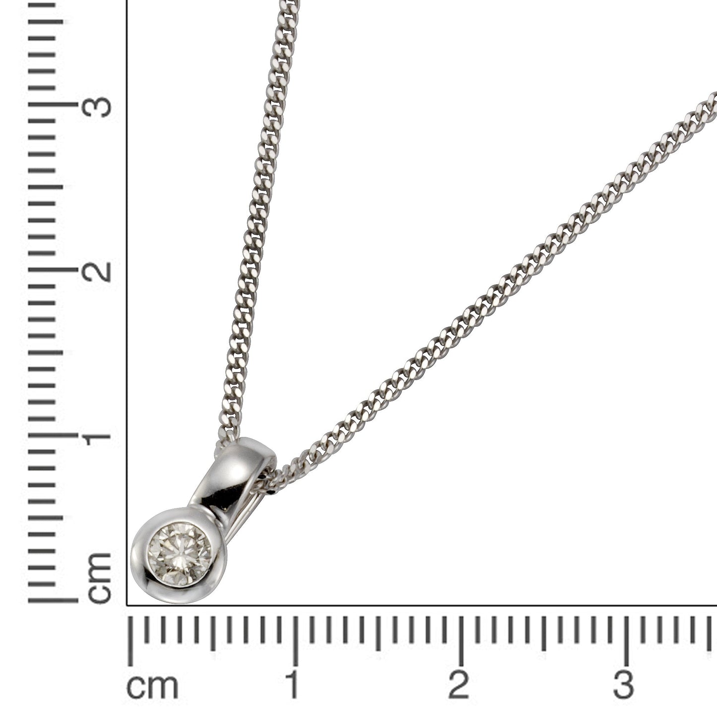 Halskette Panzerkette 585/- Gold rhodiniert 45,0cm Diamant 0,20ct.