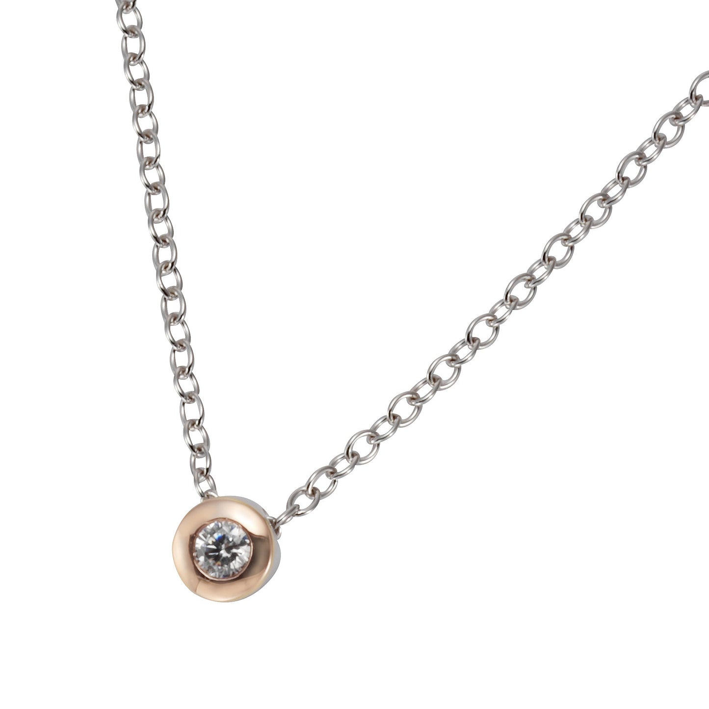 Collier Ankerkette 925/- Sterling Silber rhodiniert, rosèvergoldet 46,0cm Zirkonia