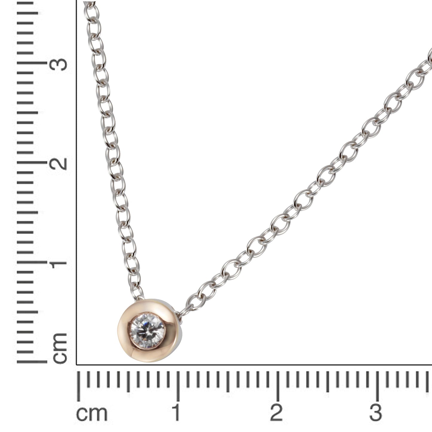 Collier Ankerkette 925/- Sterling Silber rhodiniert, rosèvergoldet 46,0cm Zirkonia