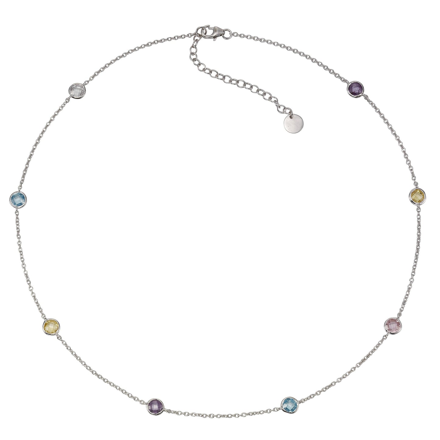 Halskette Ankerkette 925/- Sterling Silber rhodiniert 42cm Zirkonia