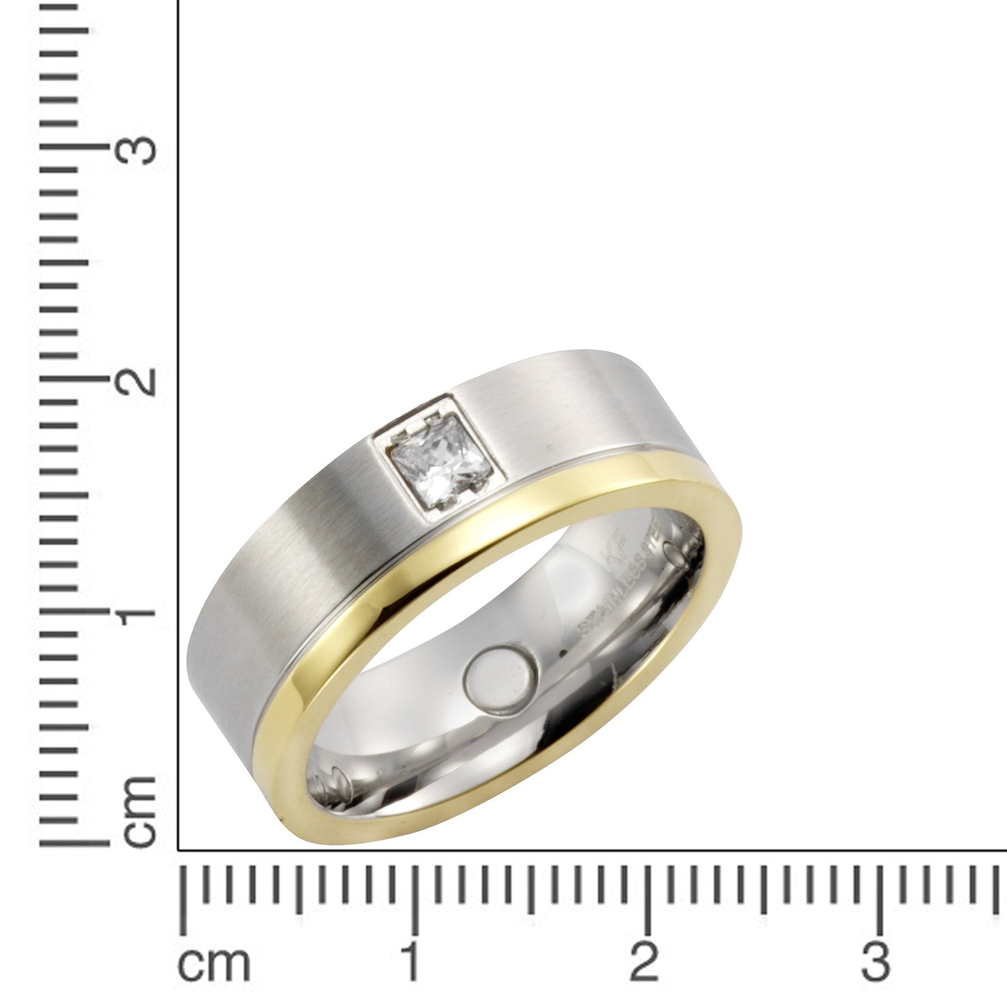 Ring Edelstahl vergoldet (teil) Zirkonia