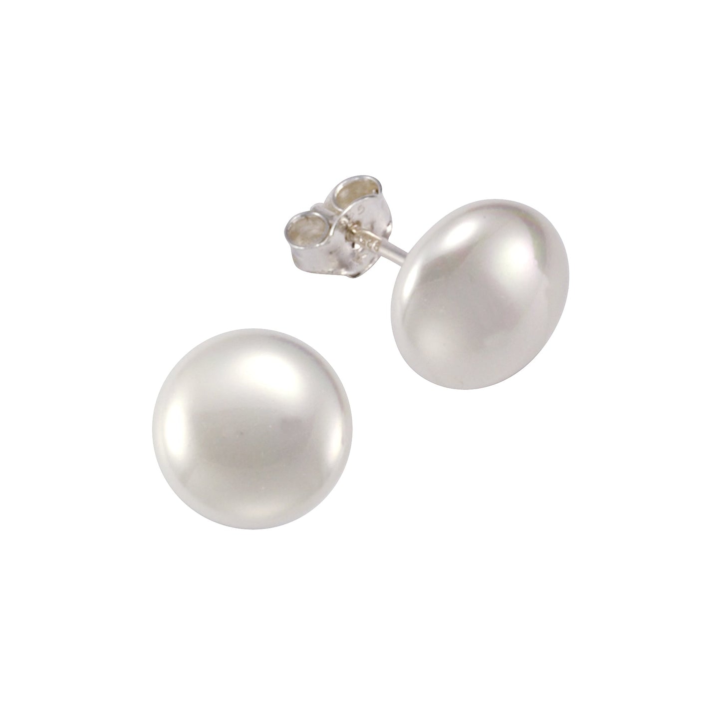 Ohrringe 925/- Sterling Silber rhodiniert 1,0cm Muschelkernperle