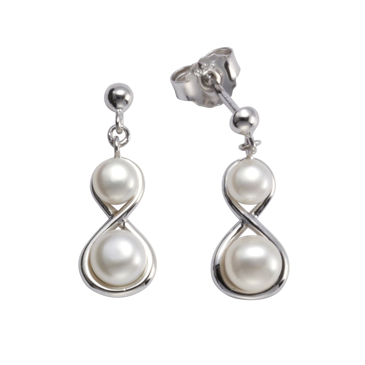Ohrhänger 925/- Sterling Silber rhodiniert 2,15cm Süßwasserzuchtperle