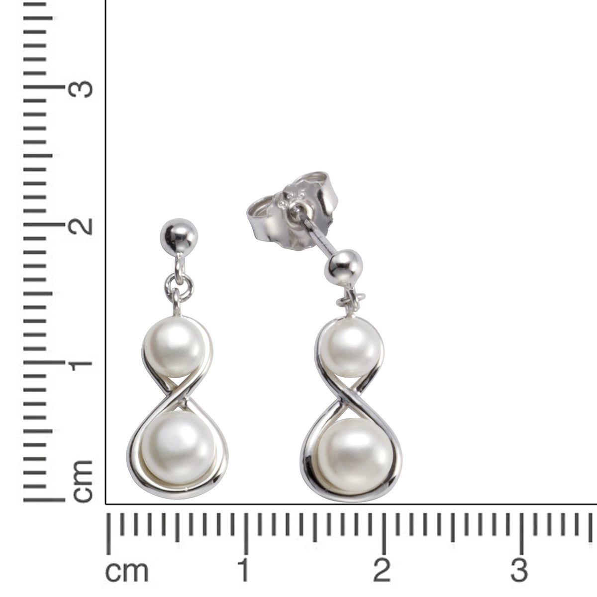 Ohrhänger 925/- Sterling Silber rhodiniert 2,15cm Süßwasserzuchtperle