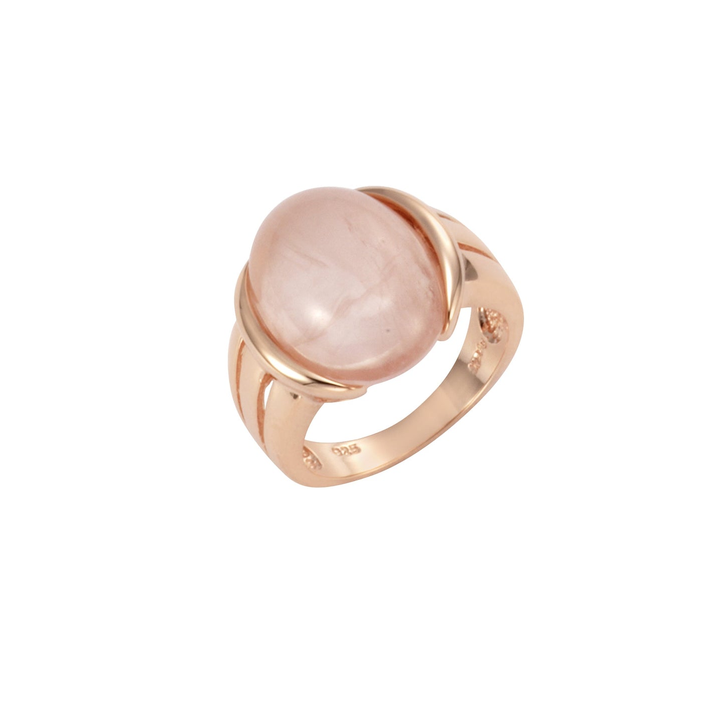 Zeeme Jewelry - Damen Ring 925 Sterling Silber rot vergoldet Rosenquarz 16x12mm