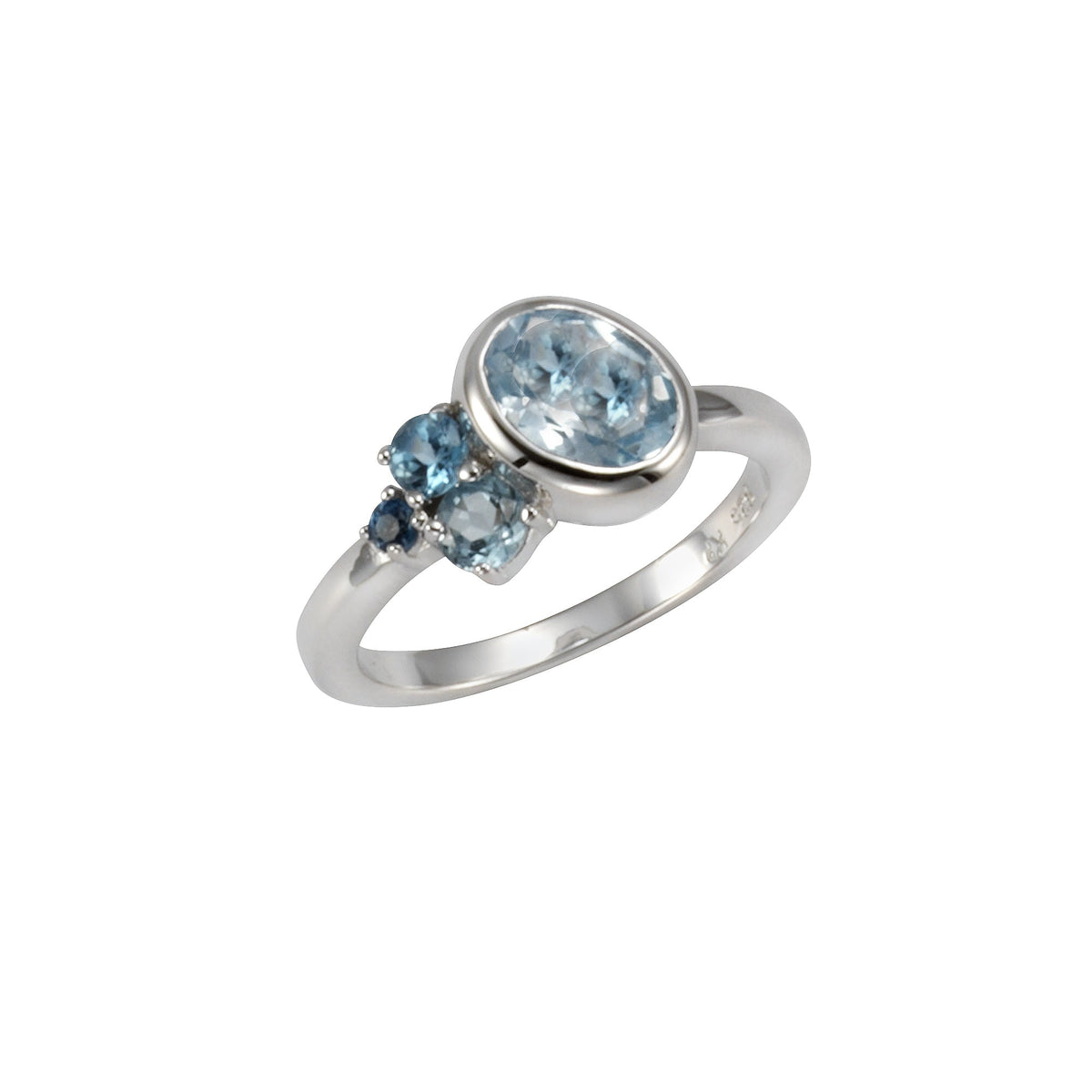 ZEEme Jewelry - Damen Ring 925/- Sterling Silber rhodiniert mit Blautopas (beh.)